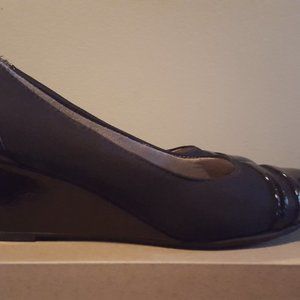 Faux Patent Leather Wedges